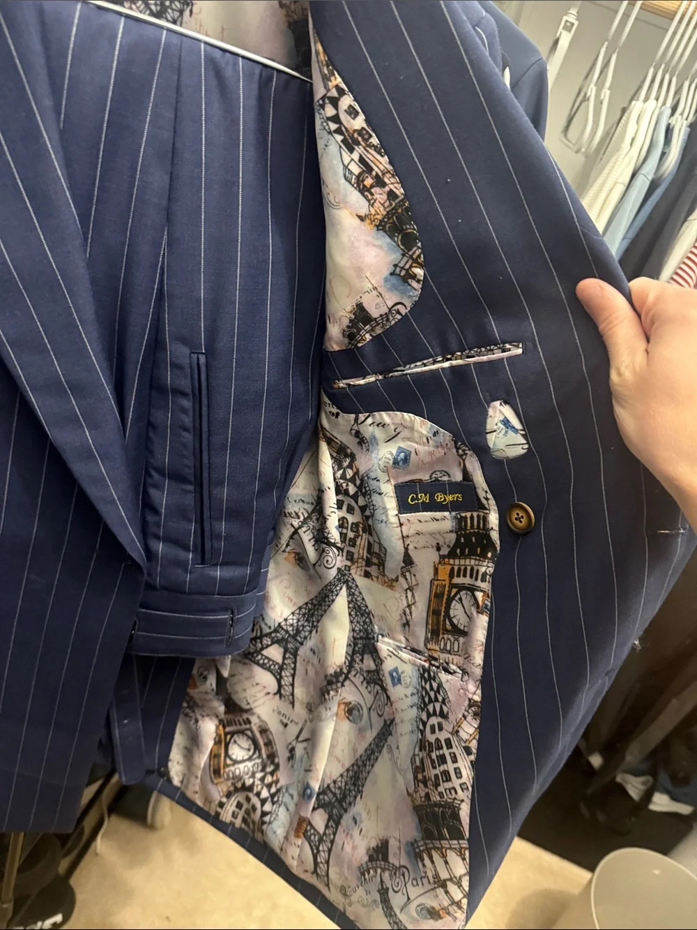 Navy Pinstripe Double-Breasted - bespoke custom